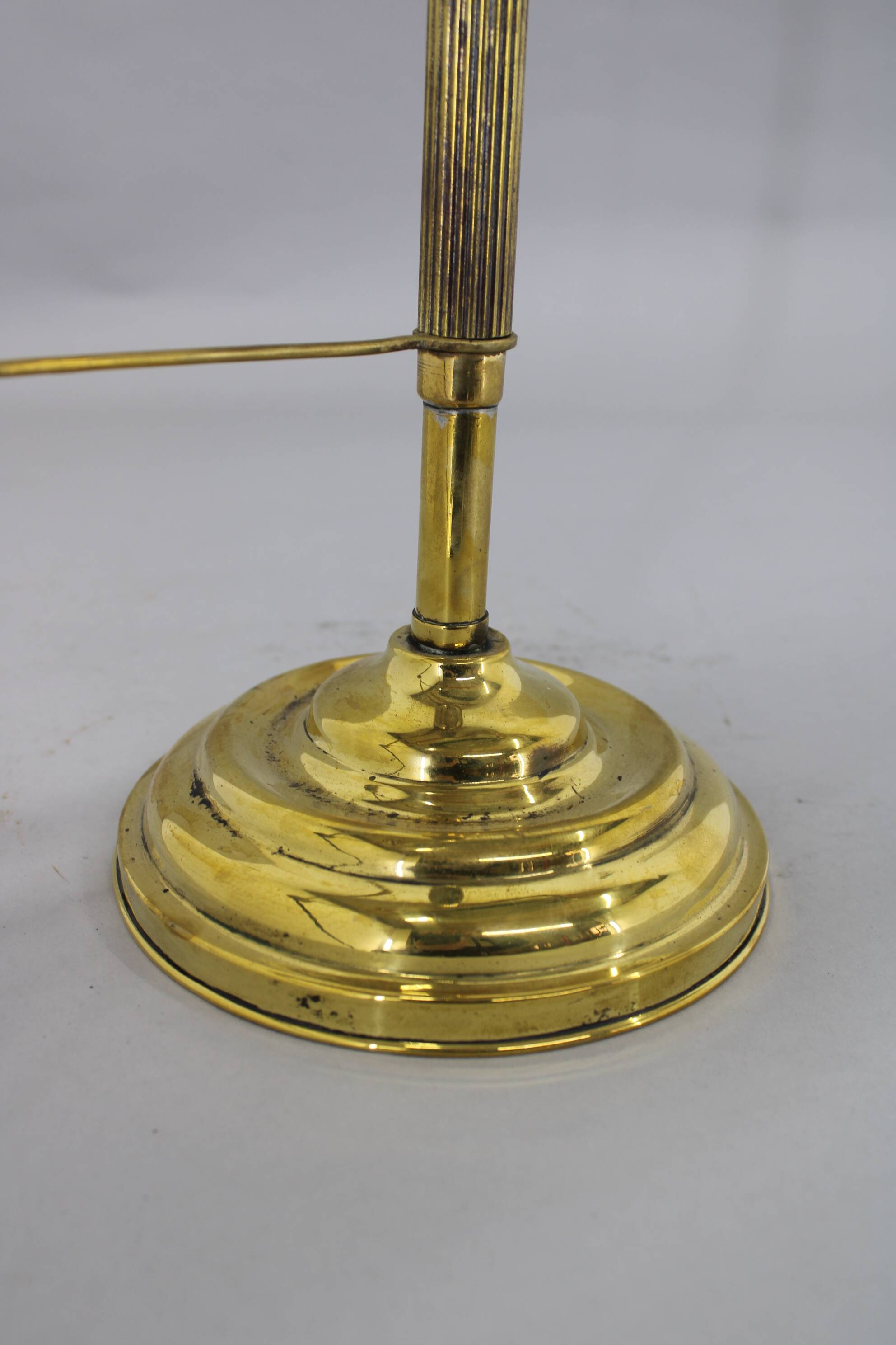 1930s Art Deco Brass  Banker Table Lamp, Czechoslovakia
