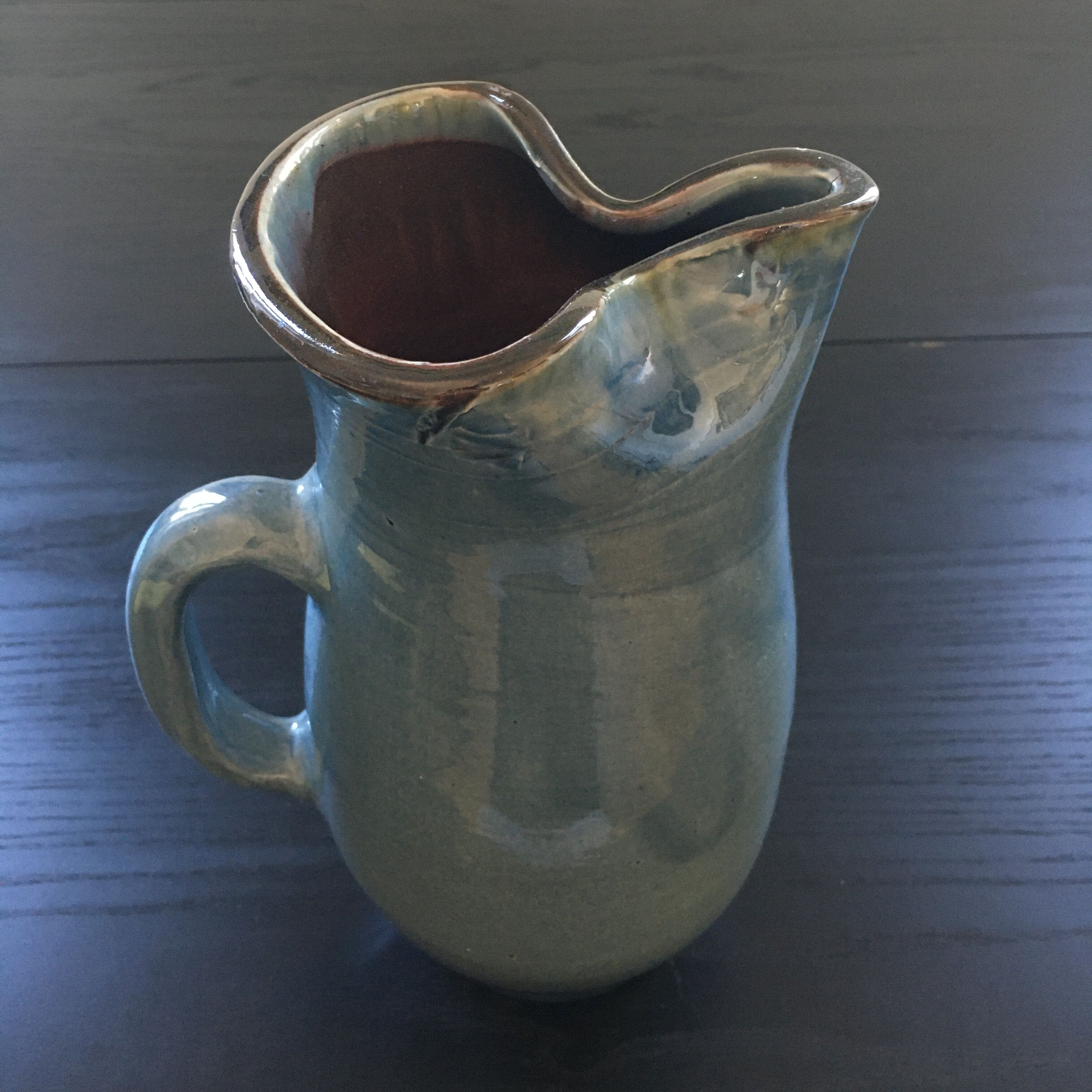 Pitcher gray blue flamed