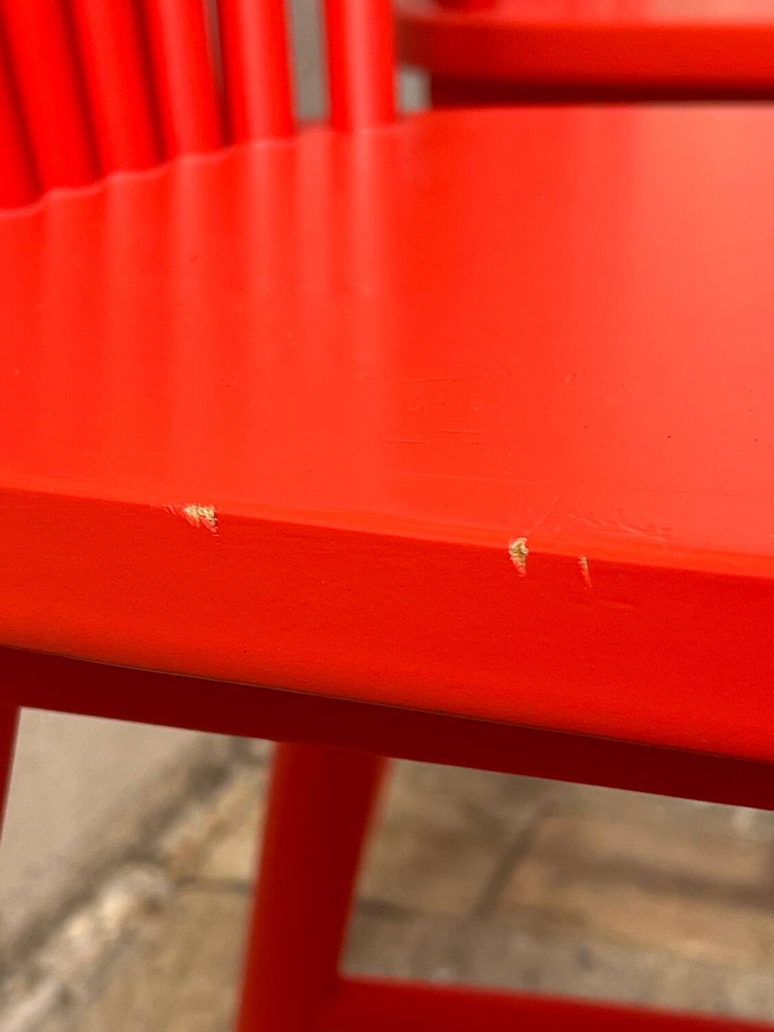 Pair of vintage red Scandinavian chairs from IKEA.
