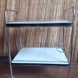 Vintage chrome metal serving trolley