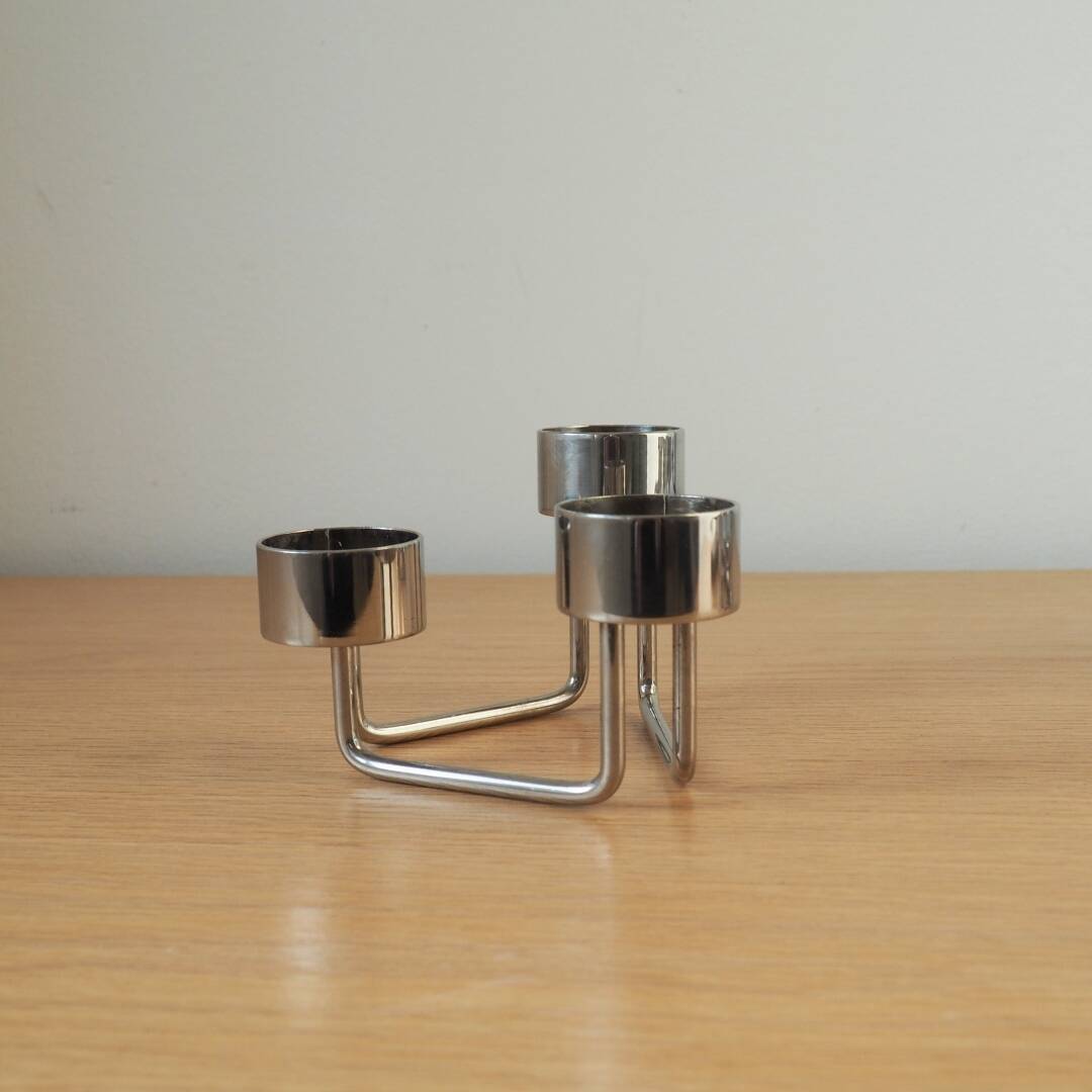 Danish Design - Handmade Steel Tommy Larsen Candle Holders - Design of Denmark, 1970s 1980s