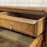 SOUBRIER Chippendale sideboard in oak, elm burl and marble