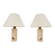 Vintage Travertine Brass Table Lamps attributed to Fratelli Mannelli, Italy, 1970s, Set of 2