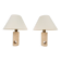 Vintage Travertine Brass Table Lamps attributed to Fratelli Mannelli, Italy, 1970s, Set of 2