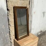 Miroir ancien en bois et stuc doré forme allongée moulure fine