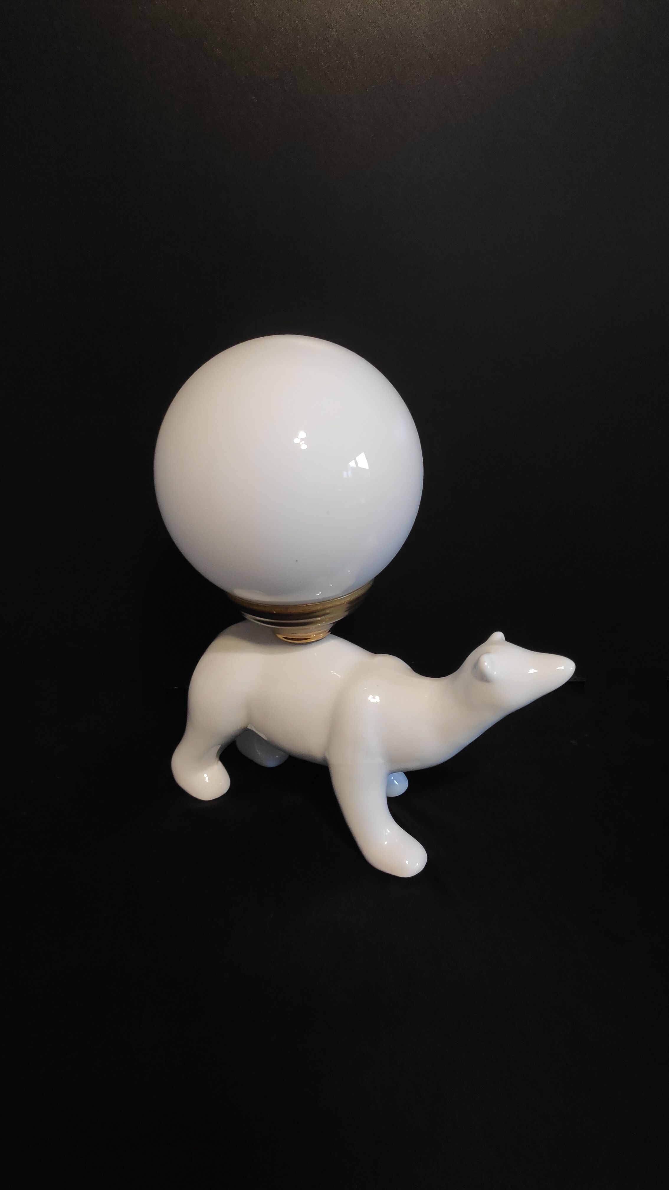 White ceramic bear lamp