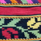 Romanian wool rug, red background with colourful tulips248x164cm