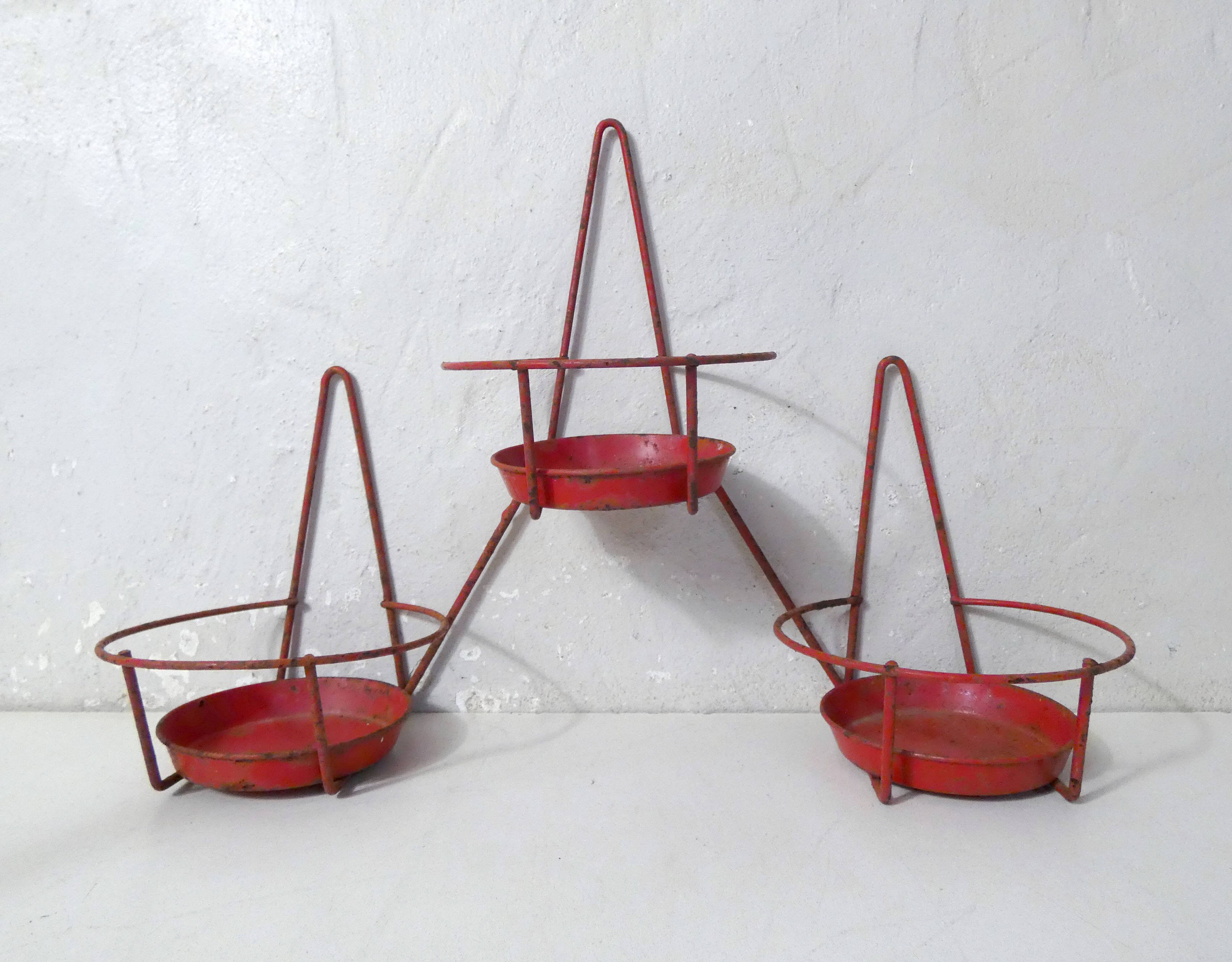 Set of vintage wire metal planters