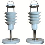 Pair danish scandinavian space age architectural table lamps