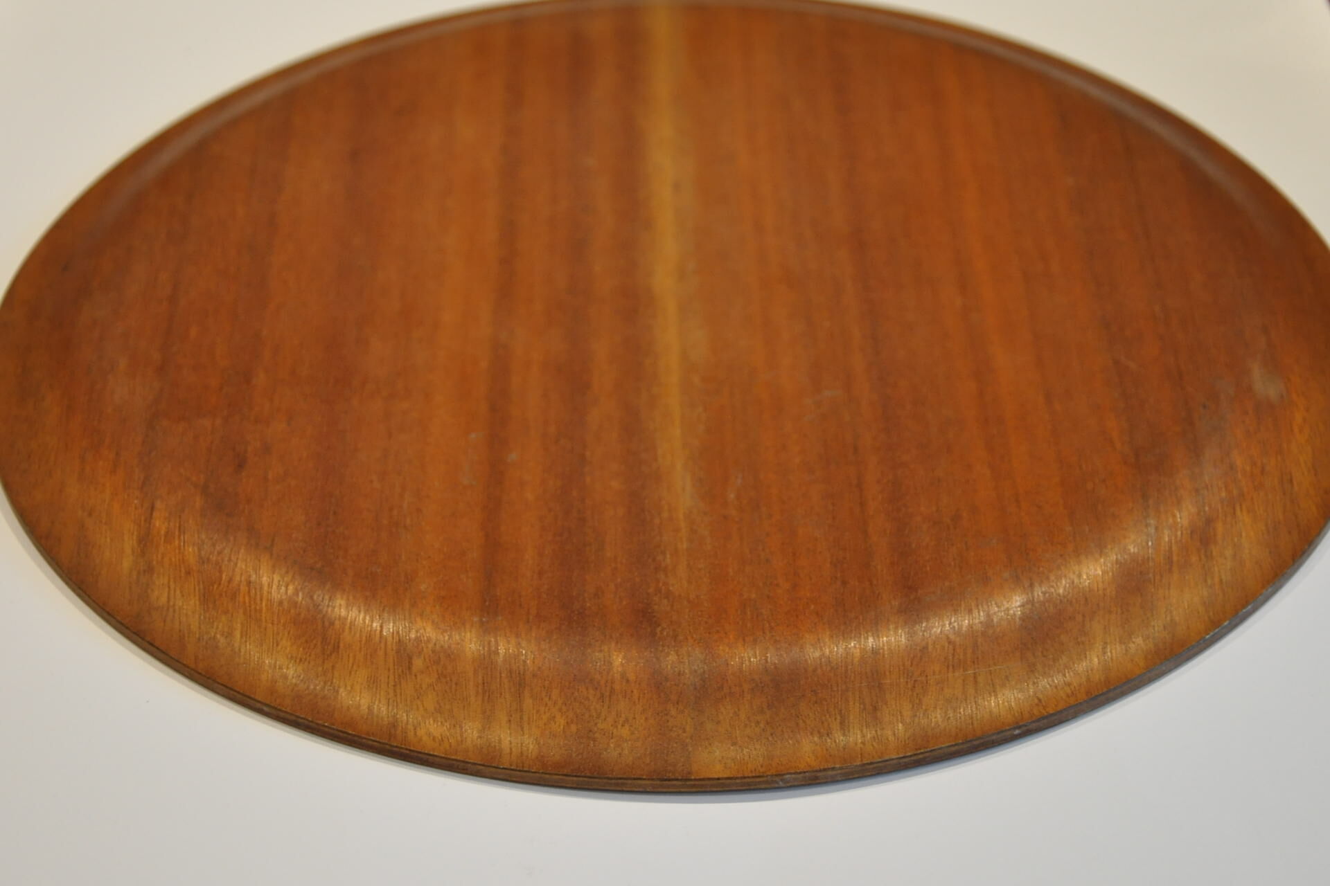 Vintage round teak platter
