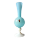 Grand VASE décoratif rétro pied opaline bleue, vase vintage Italie