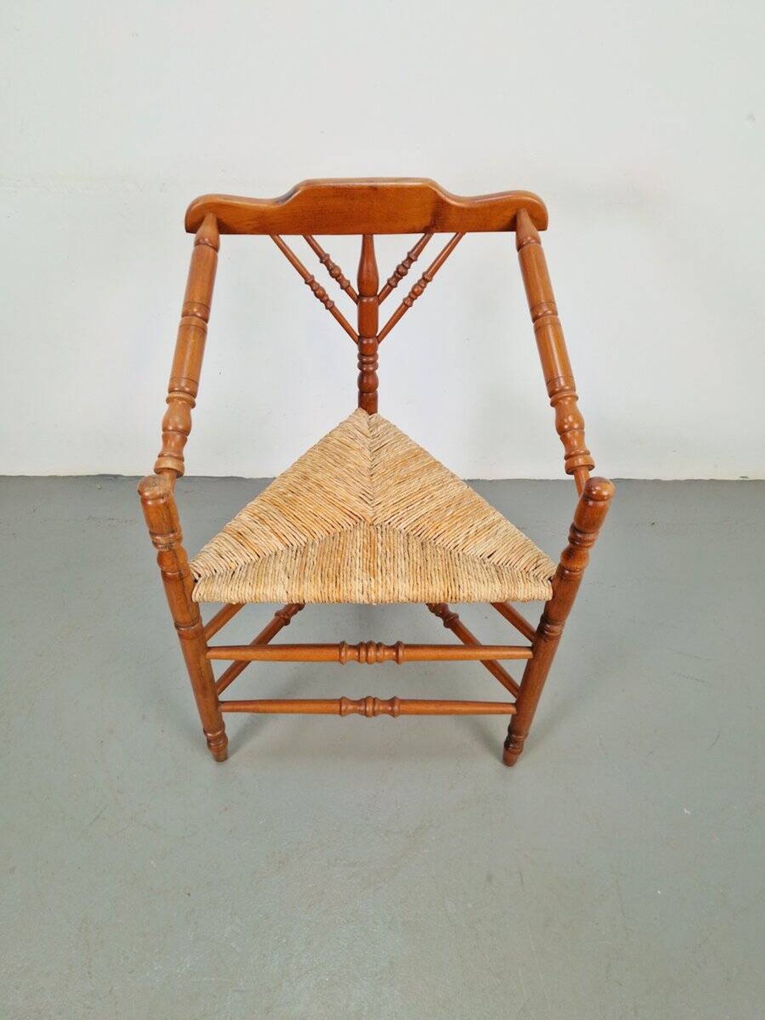 Dutch Bobbin and Rush Corner Chair, 1950s