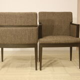 Pair of armchairs cube year 1960 fabric chiné brown color