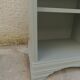 2 Louis Philippe style bedside tables reimagined in grey-green, wooden top.