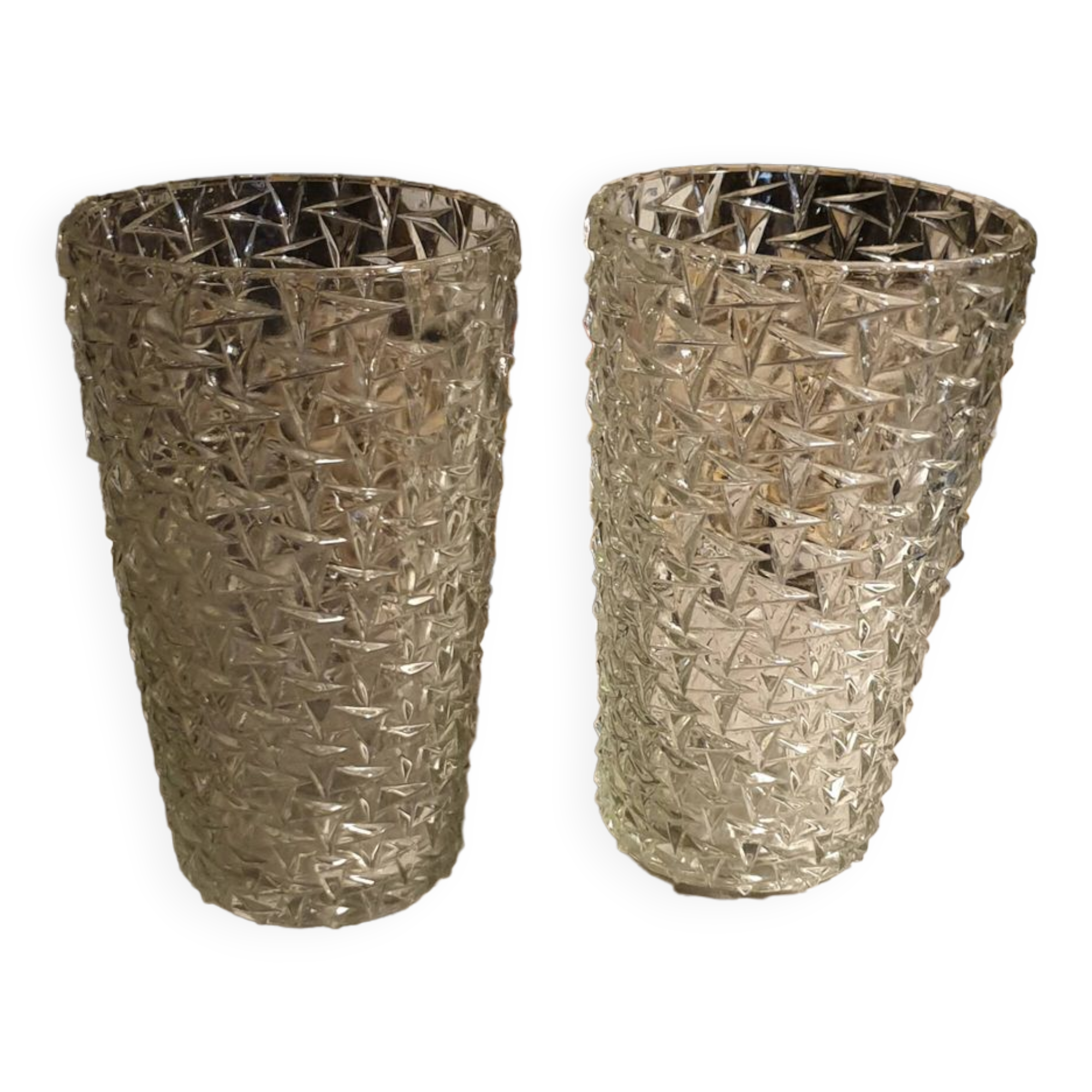 Pair of vintage diamond tip vases