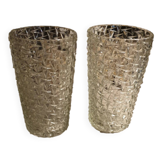 Pair of vintage diamond tip vases