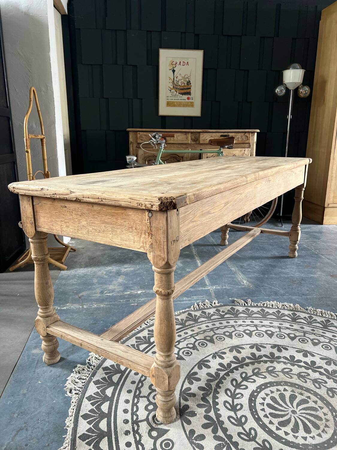 Old 19th century oak farm table