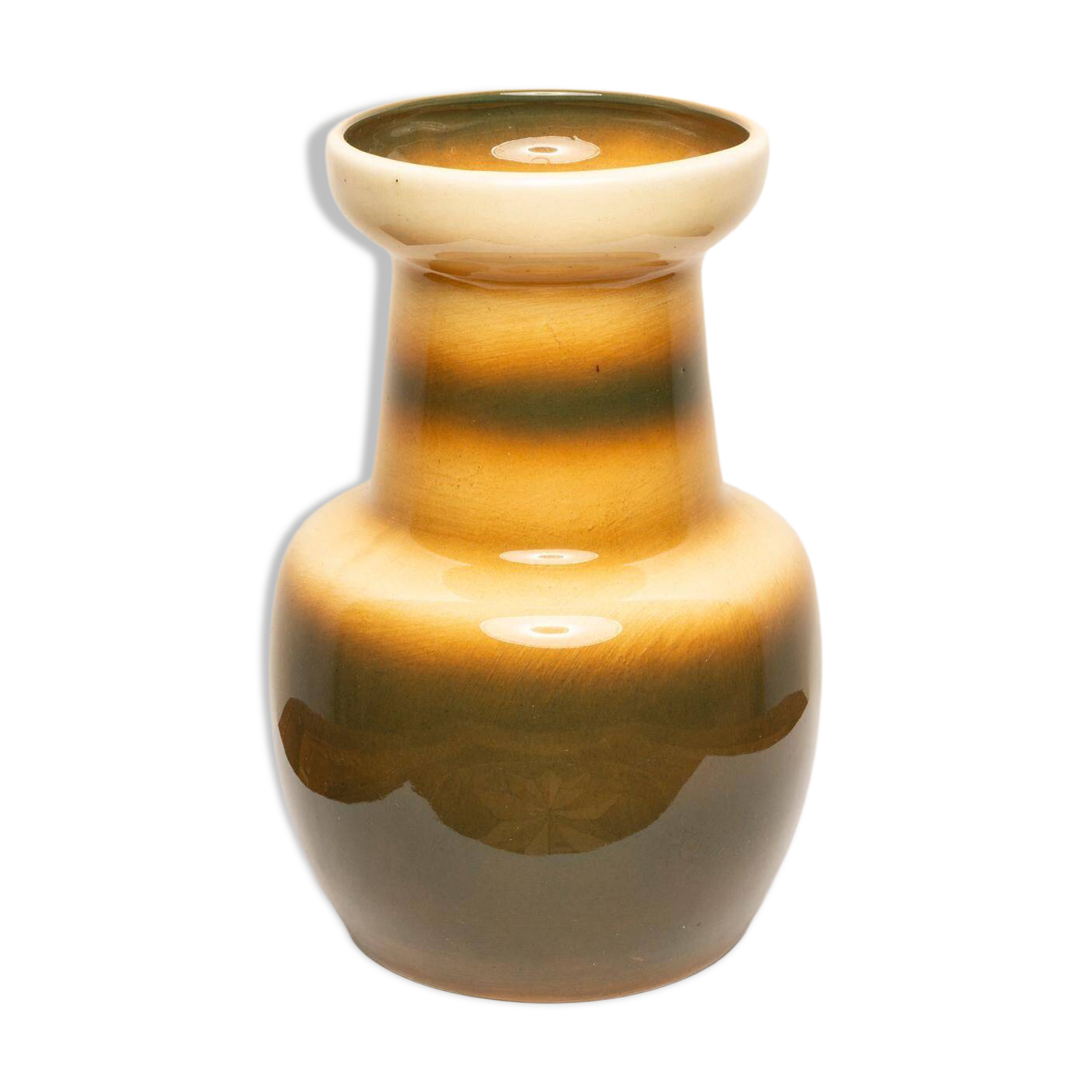Beige ceramic pot mid-century - Poland, 1960s