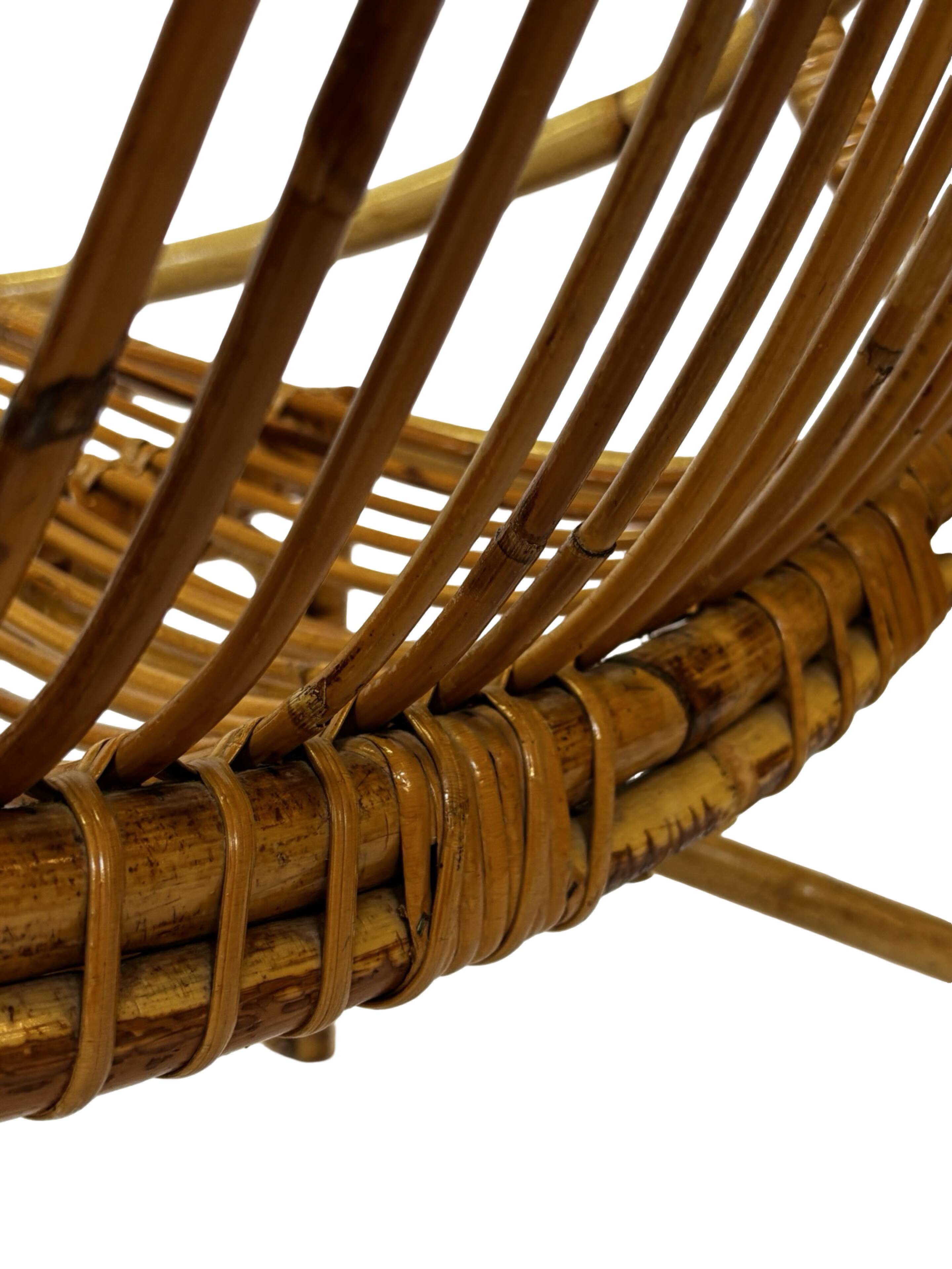 Ensemble vintage de 4 fauteuils club en rotin Rohe Noordwolde 1960