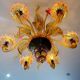 Venetian glass chandelier with pink and gold floral decoration – 6 lights