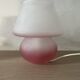 Pair of frosted pink glass mushroom lamps