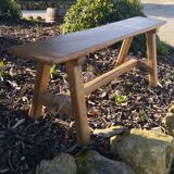 "A frame" bench in solid oak, patinated.