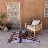 Moroccan Boucherouite rug white - 113 x 145 cm