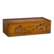 Antique Asian ochre-colored box with lotus flowers (c.1900) #1
