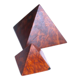 Two wooden pyramids with elm magnifying glass, 70s