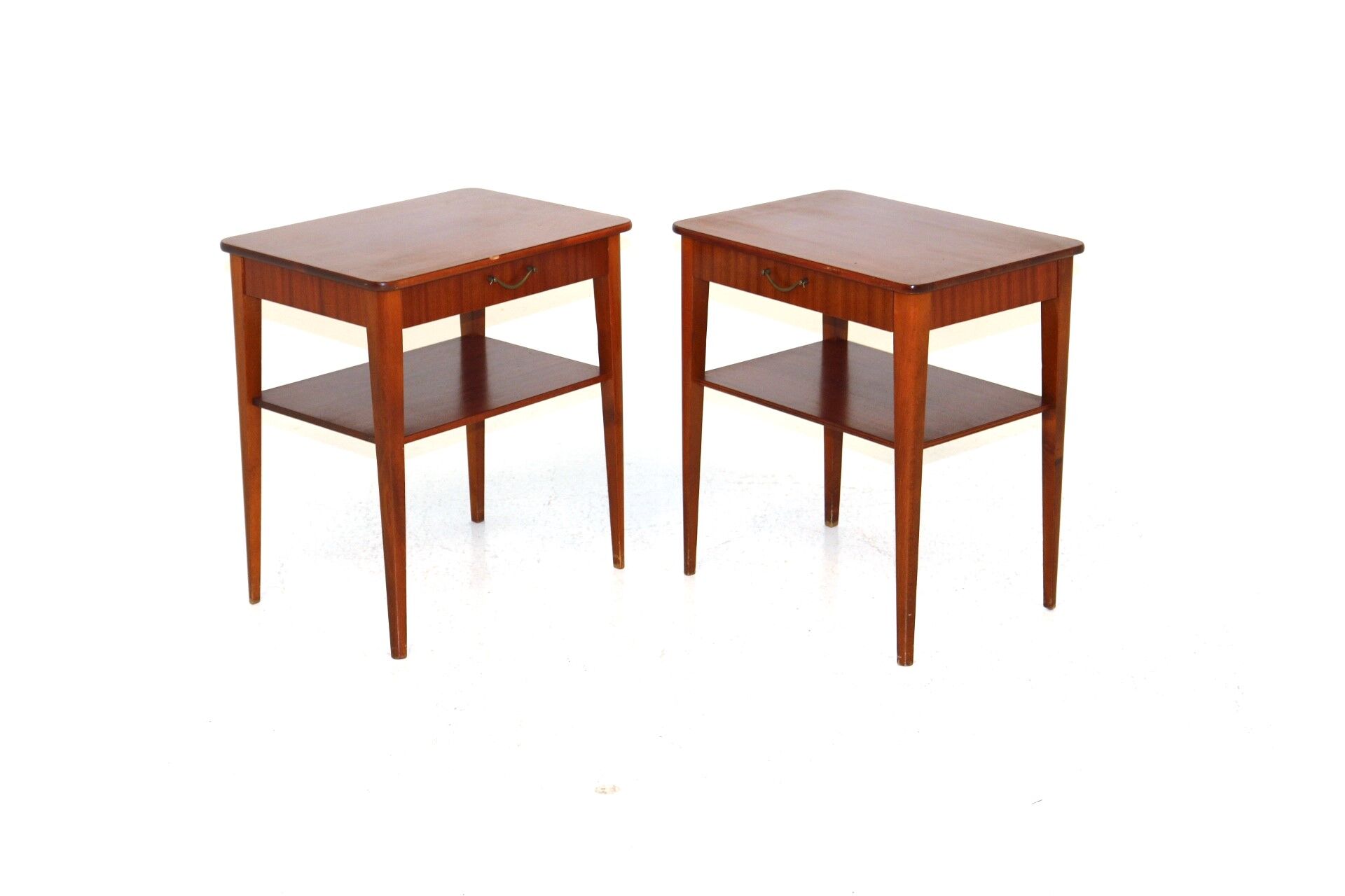 Pair of Scandinavian mahogany bedside tables, Sweden, 1950