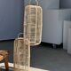 Large lantern-shaped rattan pendant lamp H50 D24