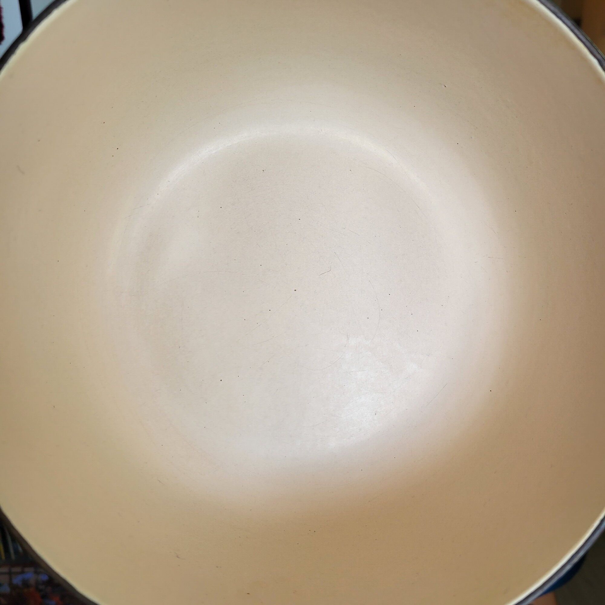 Round green enamelled cast iron casserole Nomar Staub vintage