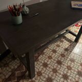 Black solid wood workshop table
