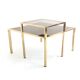 Square Brass Coffee Table with Glass Shelf and Mirrored Top, Italy