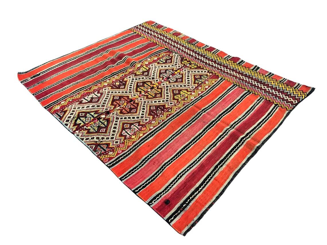 Neutral Orange Turkish Wool Kilim