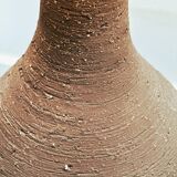 Vintage XL ceramic floor lamp with textured wool shade, 1970s. France