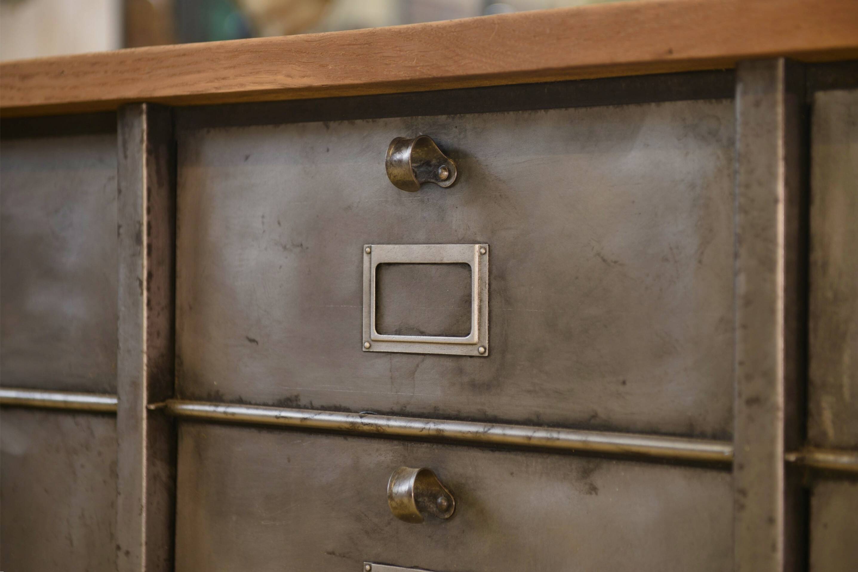 Strafor cabinet with flaps, 6 columns, oak top, 1950s.
