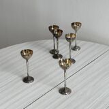 Set of 6 antique egg cups in patinated metal