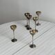 Set of 6 antique egg cups in patinated metal