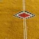 Mustard yellow kilim carpet with multicolored berber patterns