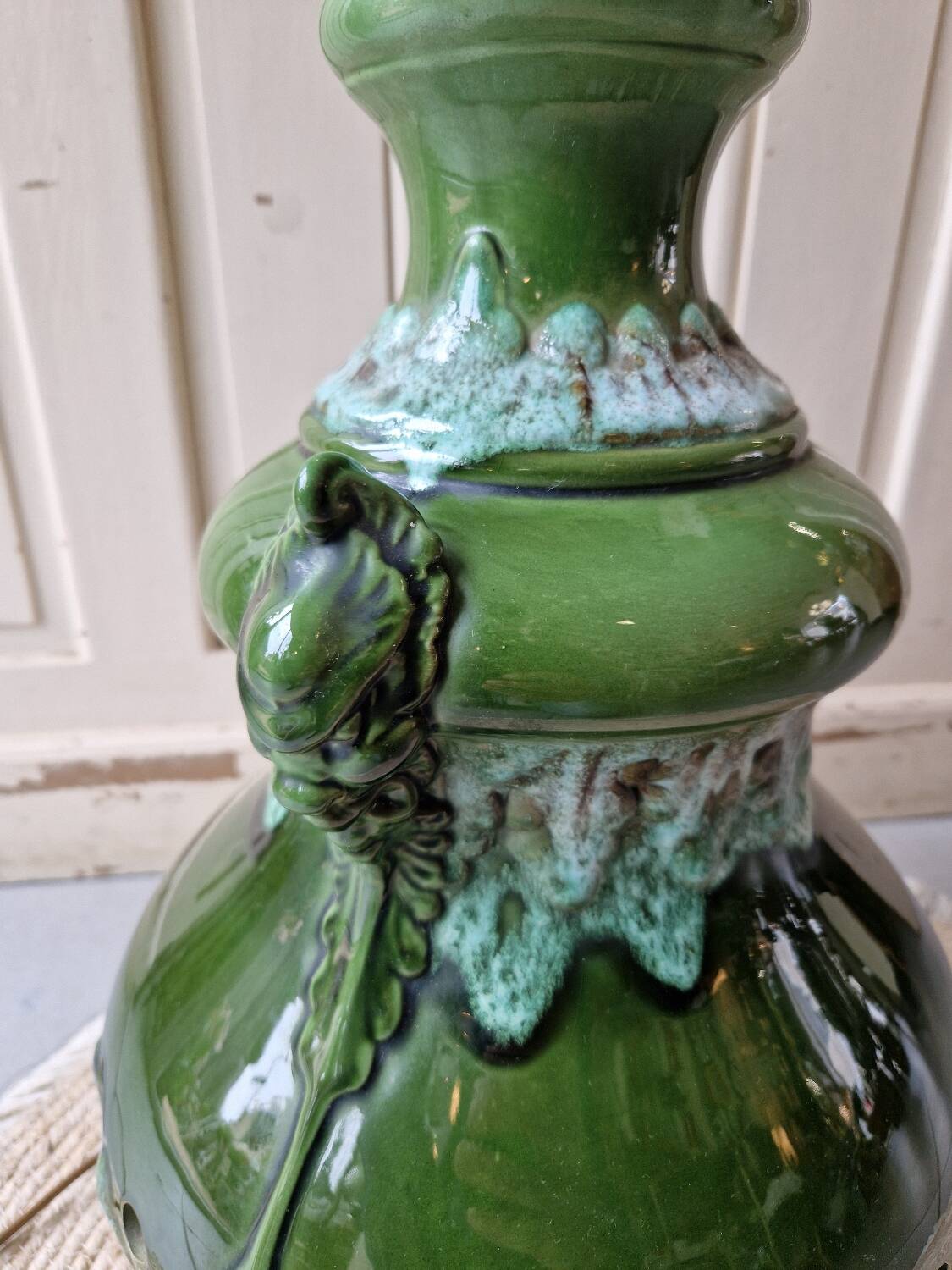 Vintage 1960s green toned ceramic lamp
