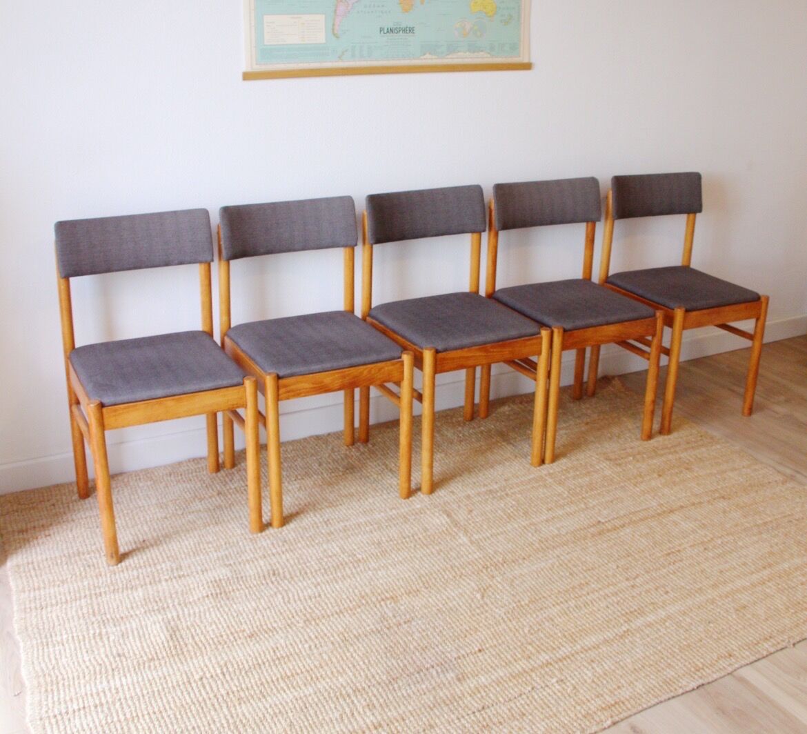 Suite of 5 chairs baumann 60s