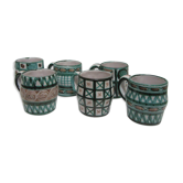 6  mugs with oak stand Robert Picault