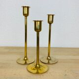 Three Scandinavian brass candle holders