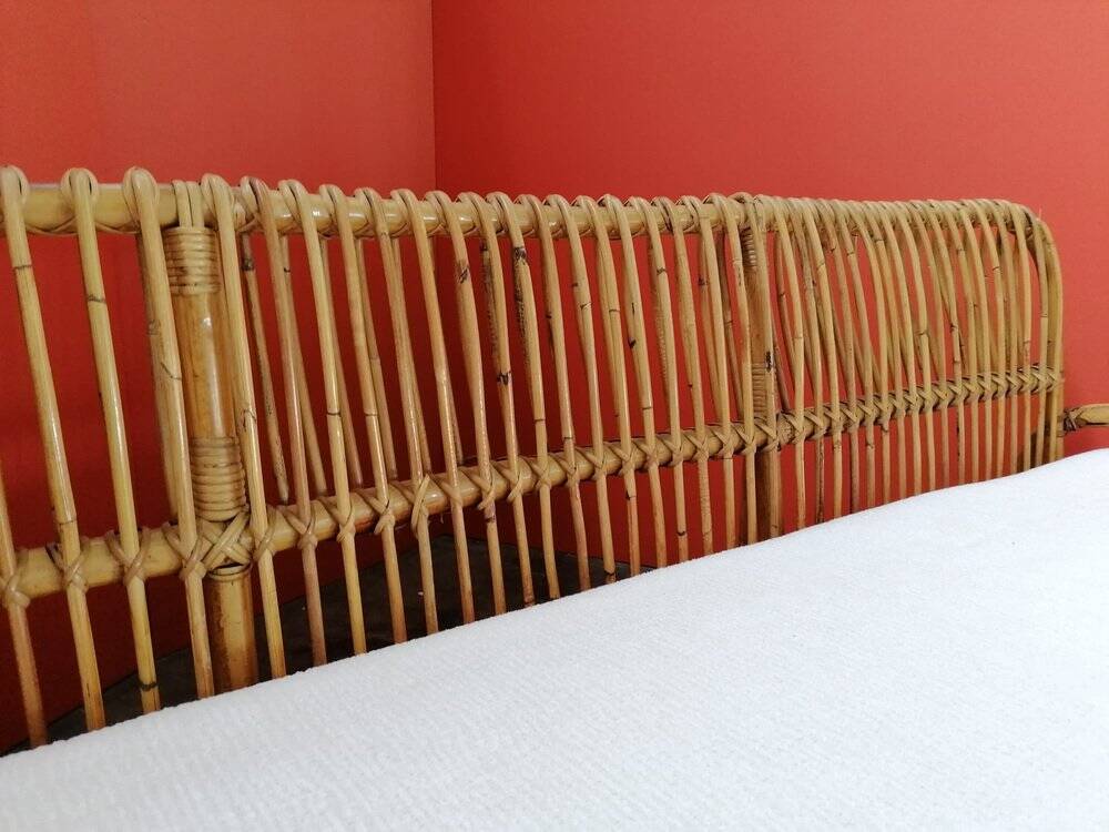 Mid-Century Rattan and Bamboo Canapé, Italy, 1960s