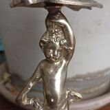 Bougeoir en laiton massif ancien - chérubin / putti