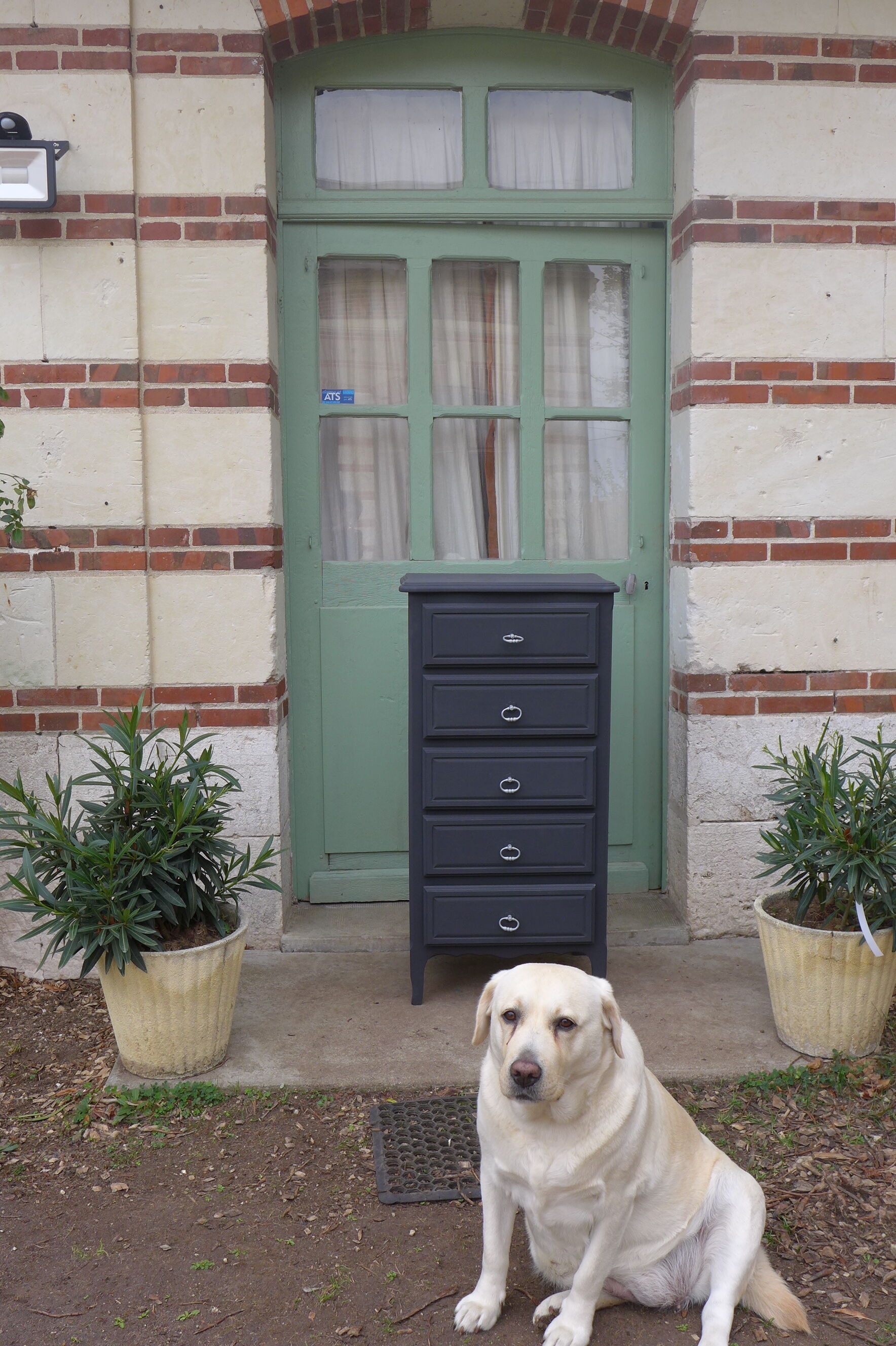 Renovated black chest of drawers