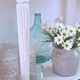 Console table in wood and white rattan