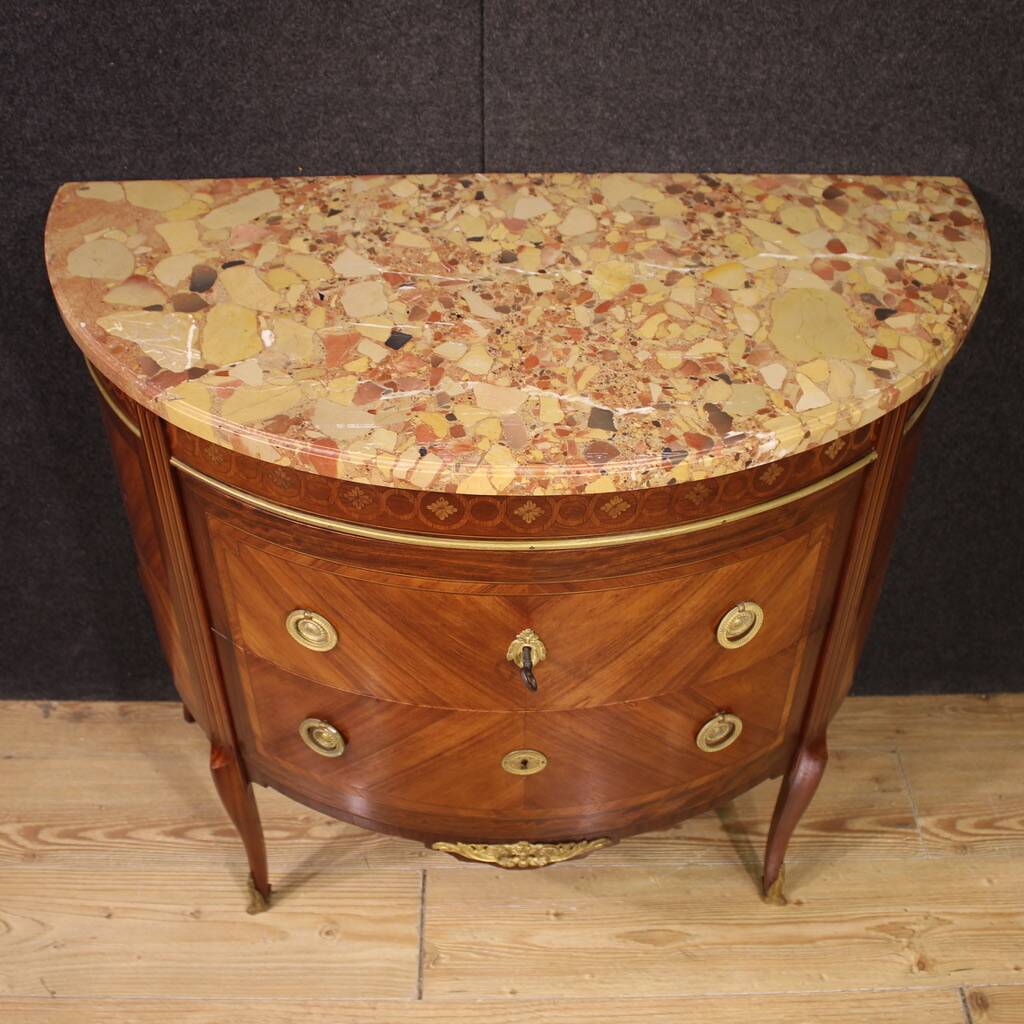 20th Century French Louis XVI Style Half-Moon Commode