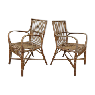 Pair of rattan armchairs 1960